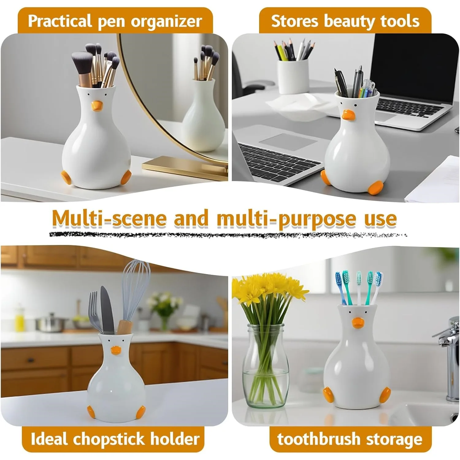 Creative Cartoon Ceramic Vase Cute Duck Flower Arrangement Hydroponic Home Decor Living Room Foyer Decoration