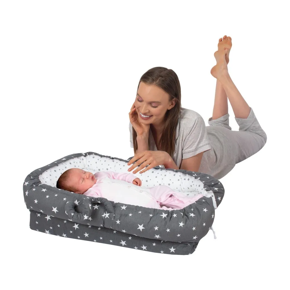 Dark Gray Color Star Pattern Mother So Baby Reflux Bed