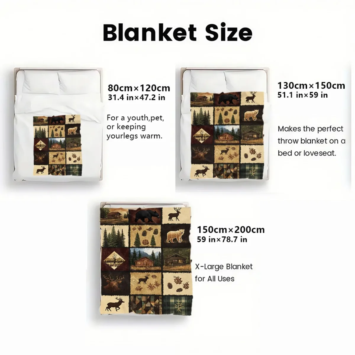 ريفي الغابات المقصورة الغزلان الدب بطانية الفانيلا البلد لودج ديكور الصيد تحت عنوان بطانية مريحة الشتاء بطانية