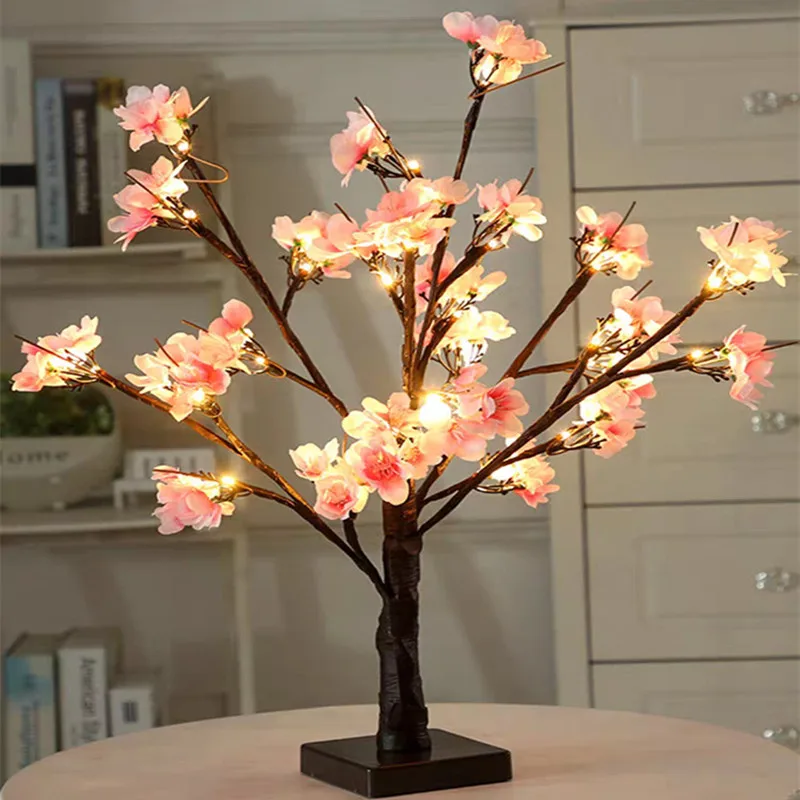 50cm Height Artificial Pink Cherry Bloosom Flower Tree For Holiday Home Living Room Wedding Party Table Decoration