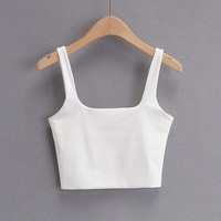 2024 Summer Women Sexy Sleeveless Tops Fashion Short Square Collar Tank Tops 6 Colors