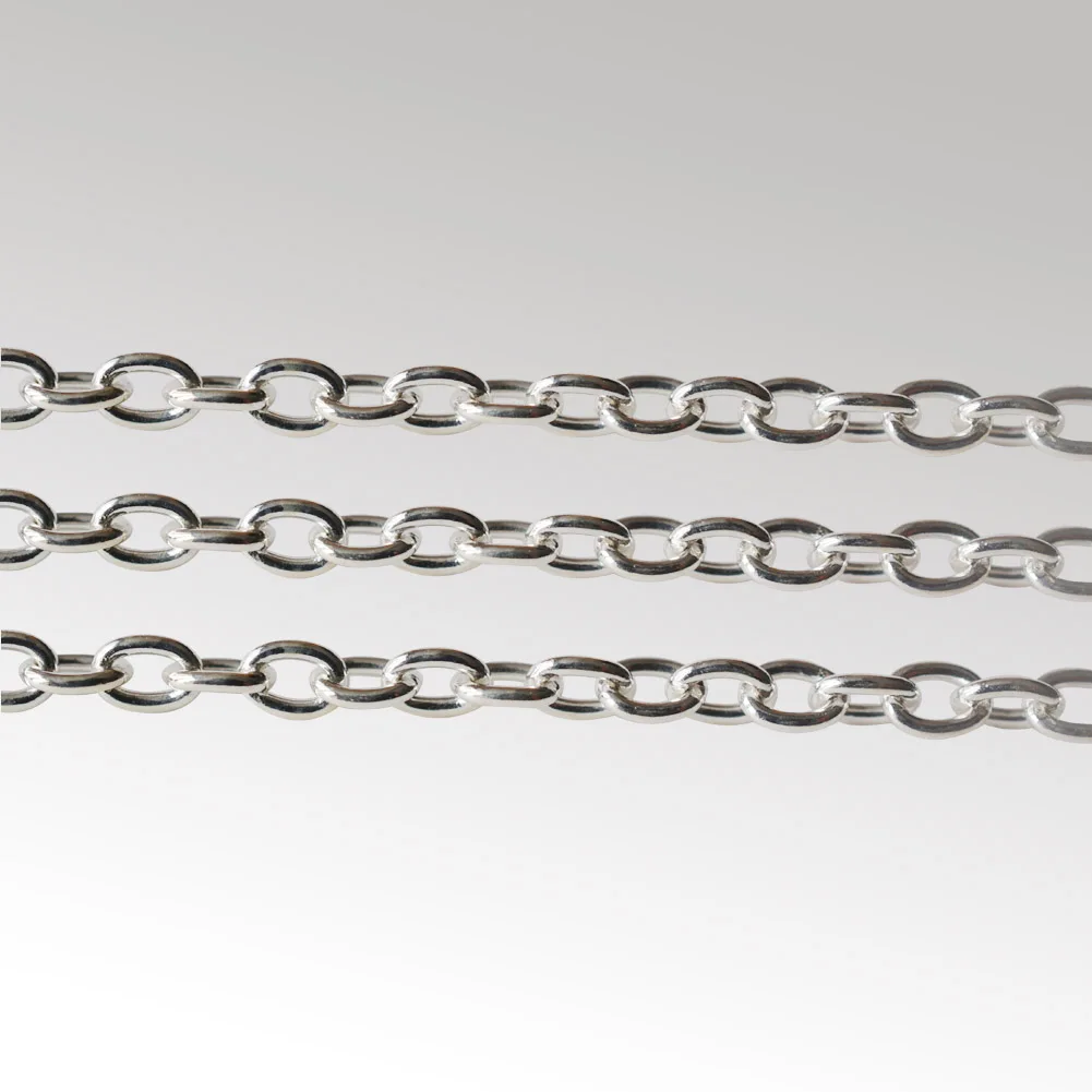 Srebrny łańcuszek do wyrobu biżuterii, srebro próby 925, owalny łańcuszek typu cable, luzem, ogniwowy łańcuszek sznurkowy, komponenty DIY i elementy do wyrobu biżuterii.