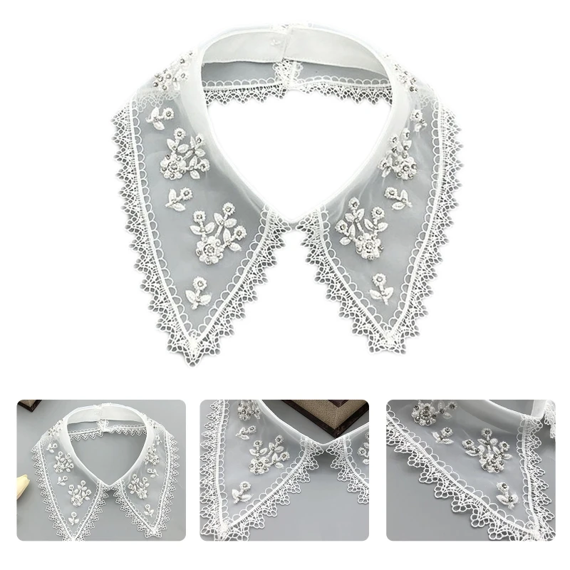 Double Layer Korean Fashion Women Detachable Fake Collars Flower Shirt Decoration False Collar