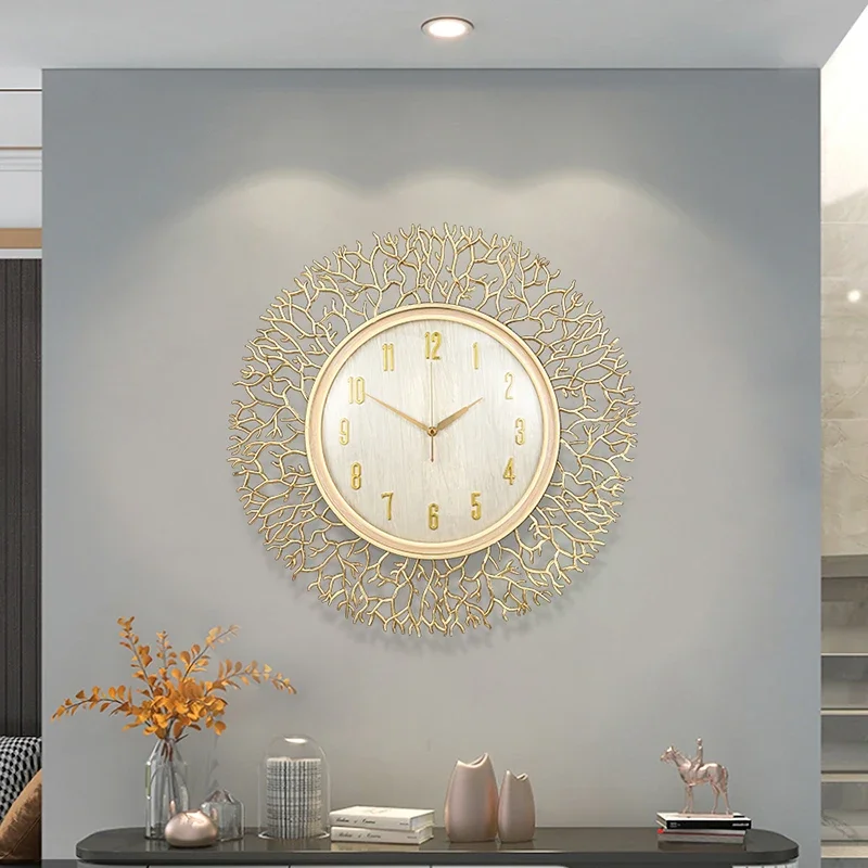 Relojes de pared redondos silenciosos, reloj de pared nórdico Simple y creativo a la moda para restaurante, reloj de pared de lujo para sala de estar, diseño de hogar