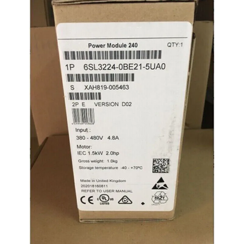 

New 6SL3224-0BE21-5UA0 G120 Power Module PM 240 3AC380-480V+10/-10% 47-63Hz 6SL3 224-0BE21-5UA0