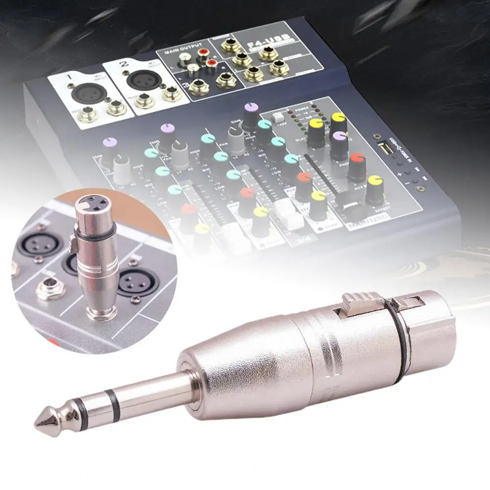 Plugue de áudio sólido, forte e resistente, concha de metal, alta estabilidade, 1/4 macho para xlr fêmea, adaptador de áudio, conversor de áudio, conexão