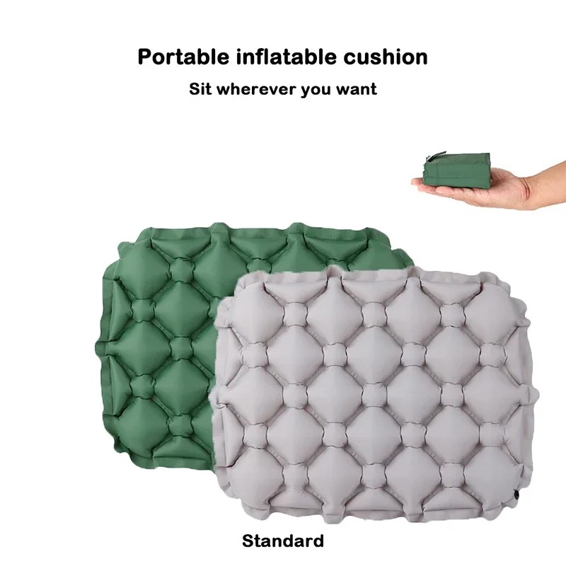 Cojín inflable para asiento, plegable, impermeable, a prueba de humedad, ligero, portátil, para acampar al aire libre, ahorro de espacio, almohadilla para asiento de coche