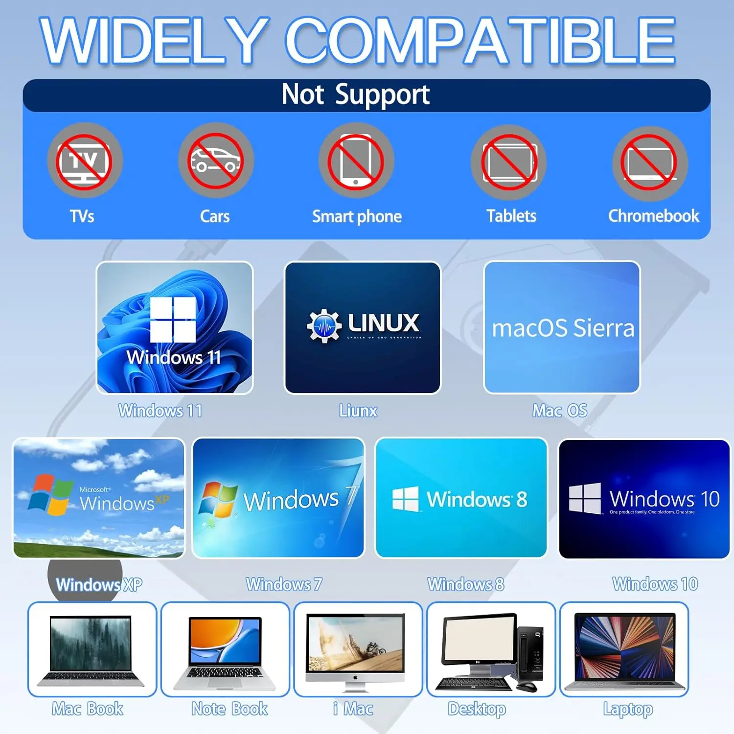 محرك أقراص Blu-ray خارجي، مشغل Blu-ray محمول وموقد أقراص DVD - قارئ USB 3.0 وType-C BD/DVD/CD، خفيف الوزن للكمبيوتر المحمول #4