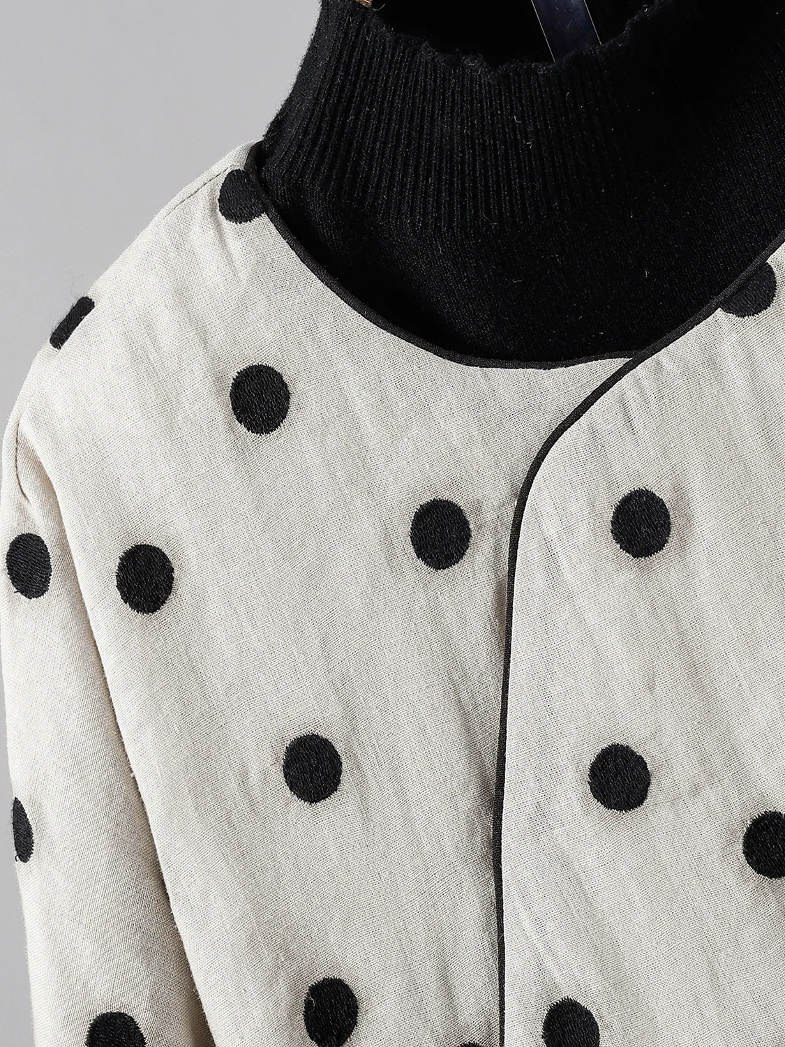 ort Katoen Jaet Dames Grote Maat Nieuwe Chinese Sle Gedrukt Artistieke ronde Ne Katoenen Jas Met Knopen Winter Vrijetijdskleding