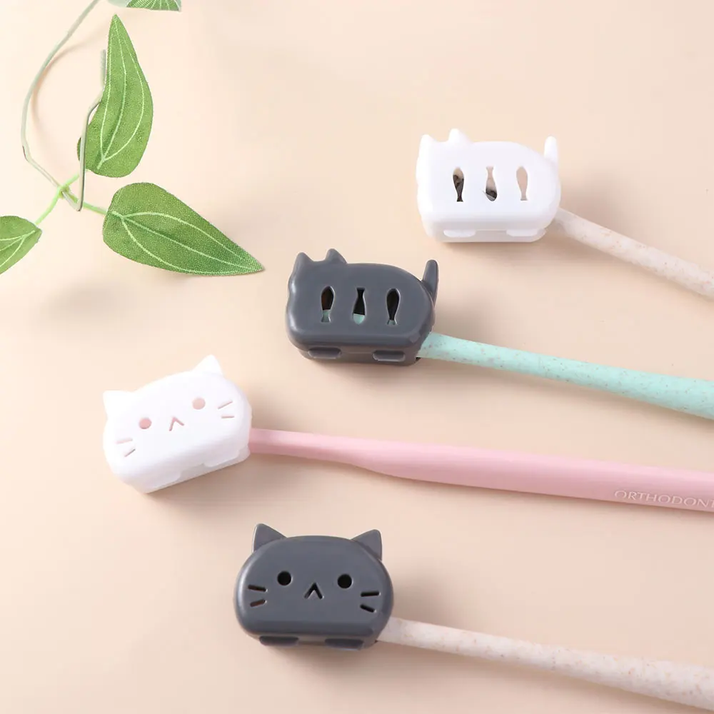 4pcs Cartoon Brush Cap Case Reusable Portable Cat Toothbrush Head Protectors Waterproof Dust Prevention Toothbrush Protect Box