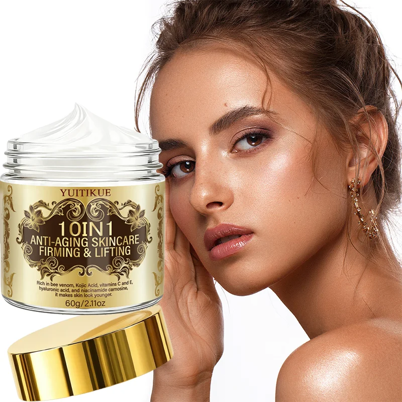 YUITIKUE 10 In 1 Bee Venom Anti Aging Face Cream Collagen Hyaluronic Acid Firm Lift Brightening Skin Care Cream 60g