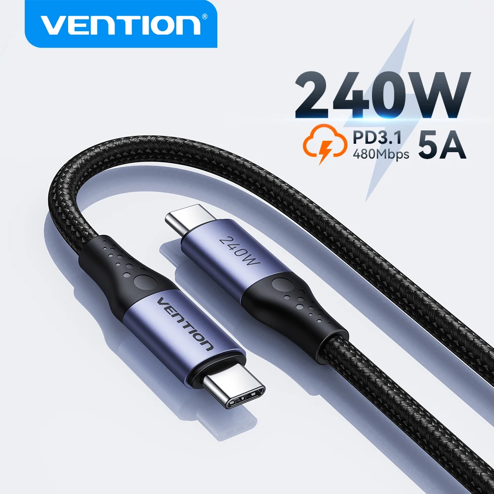 

Vention 240W USB C to Type C Cable PD3.1 Fast Charge USB C to C Data Cable for MacBook iPhone 17 16 15 Samung Quick Charge Wire