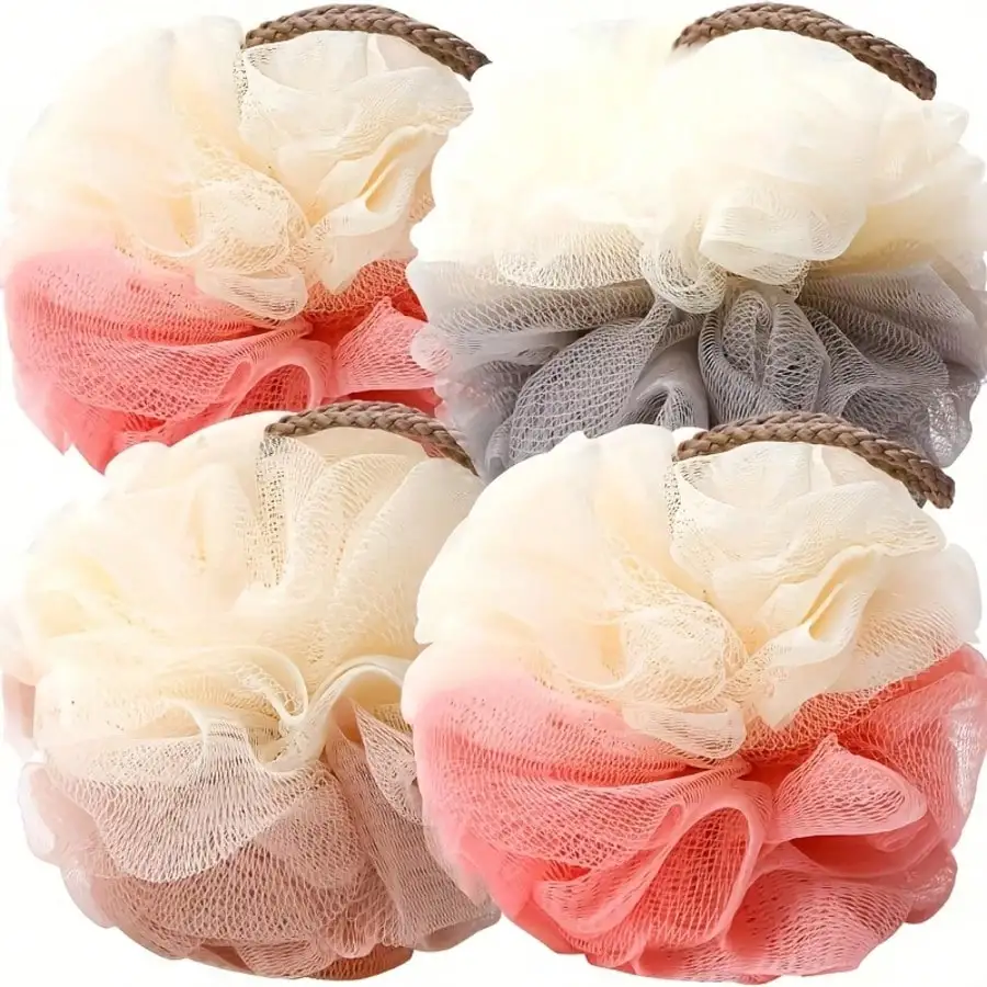 1PC Chic 3D Flower Bath Loofah Net Mesh Sponge For Women Men, Effortless Exfoliating Bath Ball Loofah Body Scrubber, Gentle Soft Shower Pouf Sponge Anti Slip Hanging Strap Graduation Season Back To School Christmas