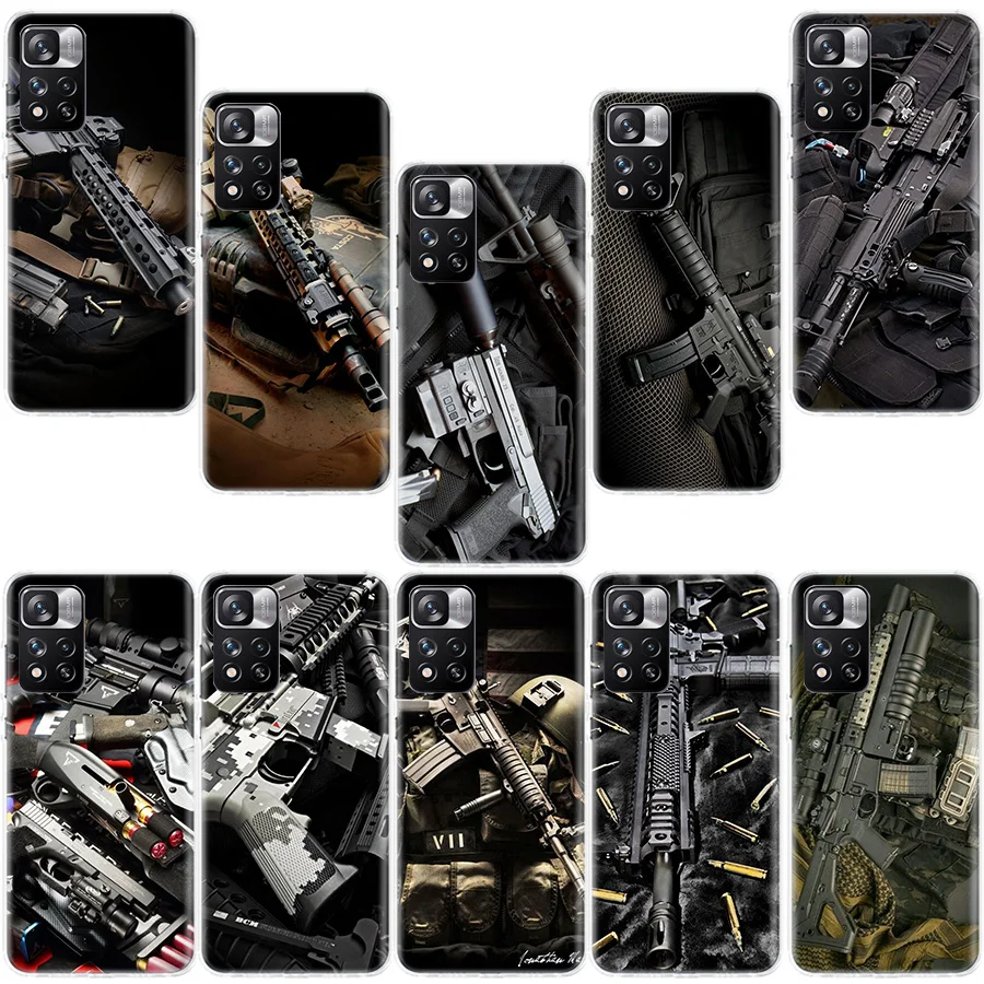 The Military Weapon Phone Case For Xiaomi Redmi Note 13 Pro Plus 5G Capa 12 12C 9 9T 9C 10 10C 8 7 6 10A 9A K70 K60 Pro 8A 7A 6A