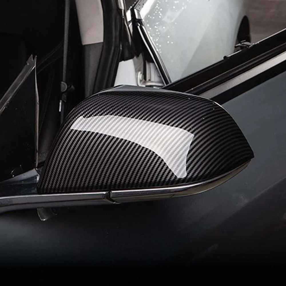 

Protective Cover Charred Black Cool Light Silver Carbon Fiber Door Mirror Shell For Tesla Model Y 2017 2018 2019 2020 2021