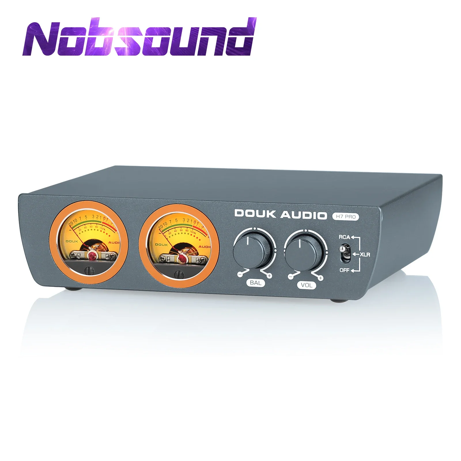 Nobsound H7PRO TPA3255 Stereo RCA / Balanced XLR Digital Amplifier Power Amp with VU Meter for Home Speaker 300W+300W