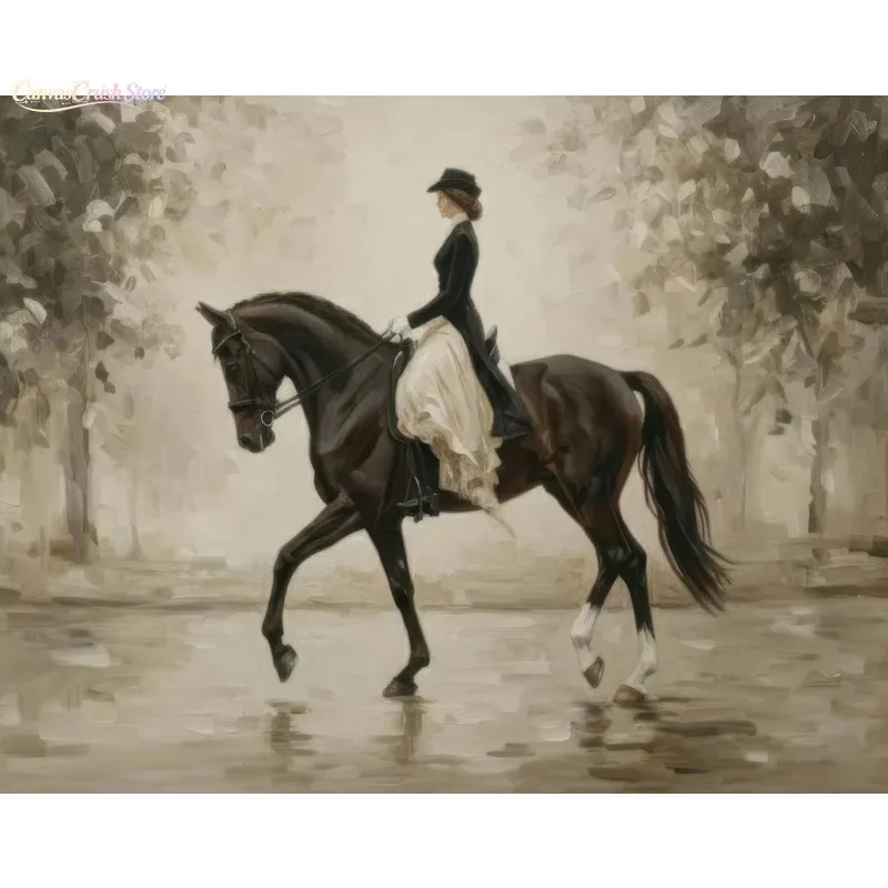 Retro Elegant Lady With Horse Posters Classic Equestrian Farmhouse Modern Prints Canvas Wall Art Pictures Home Living Room 2026