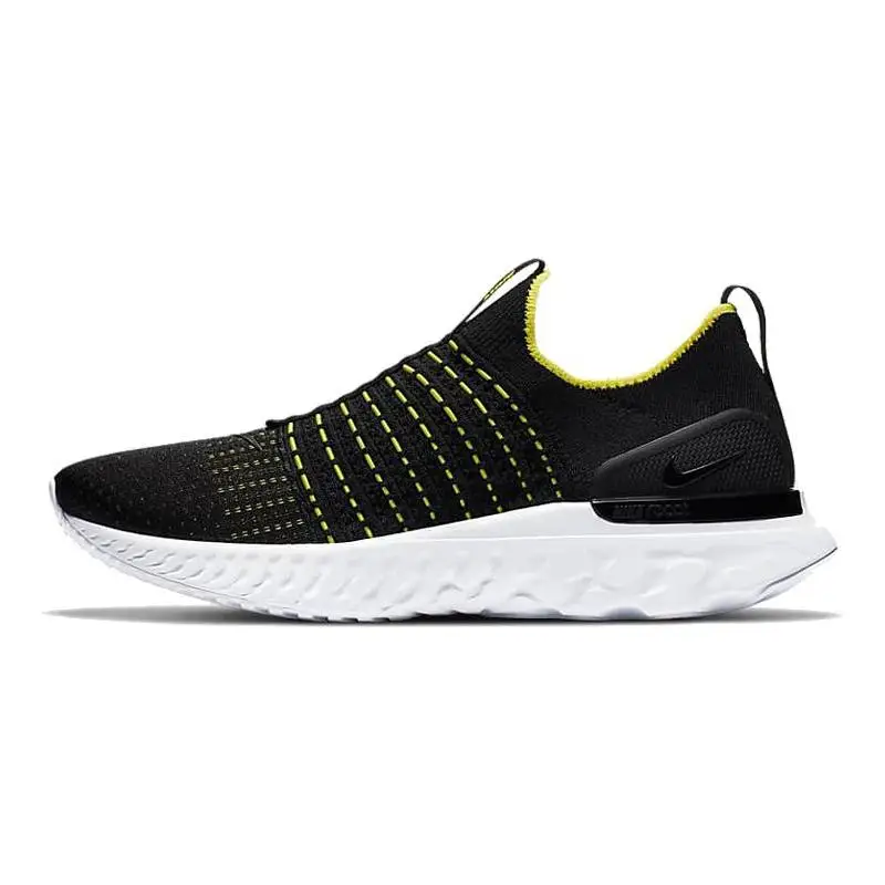 Nike Nike React Phantom Run Flyknit 2 Black Sonic Yellow Sneakers shoes CJ0277-004