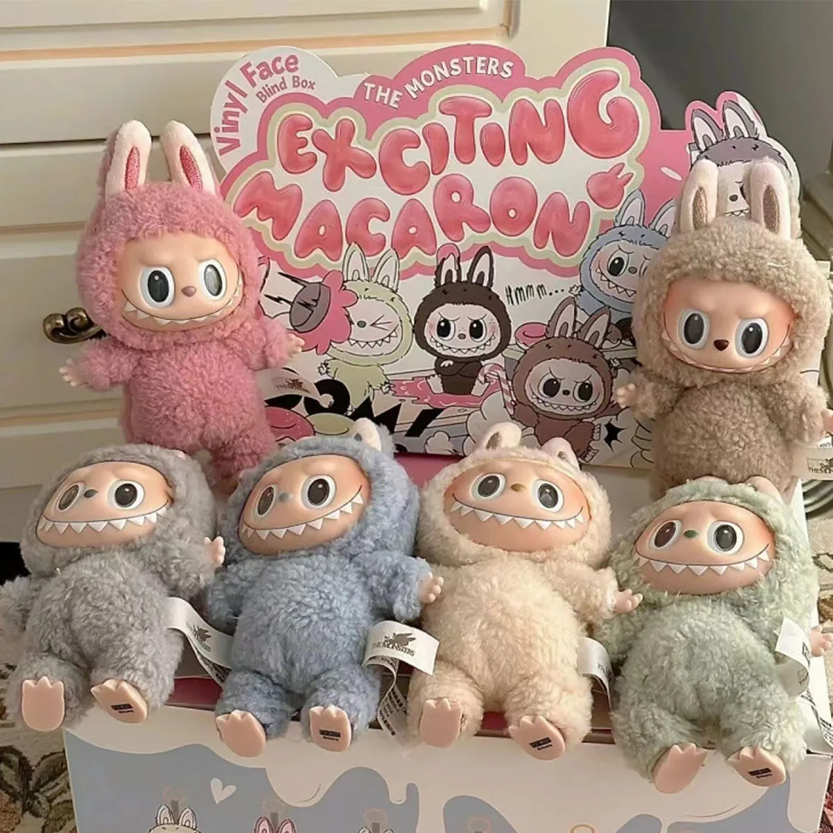 라부부 몬스터 얼굴 인형, 하트 움직이는 마카롱 인형, 피규어 탁상 장식, 귀여운 장난감, 아이 생일 절묘한 선물, 인기 17cm