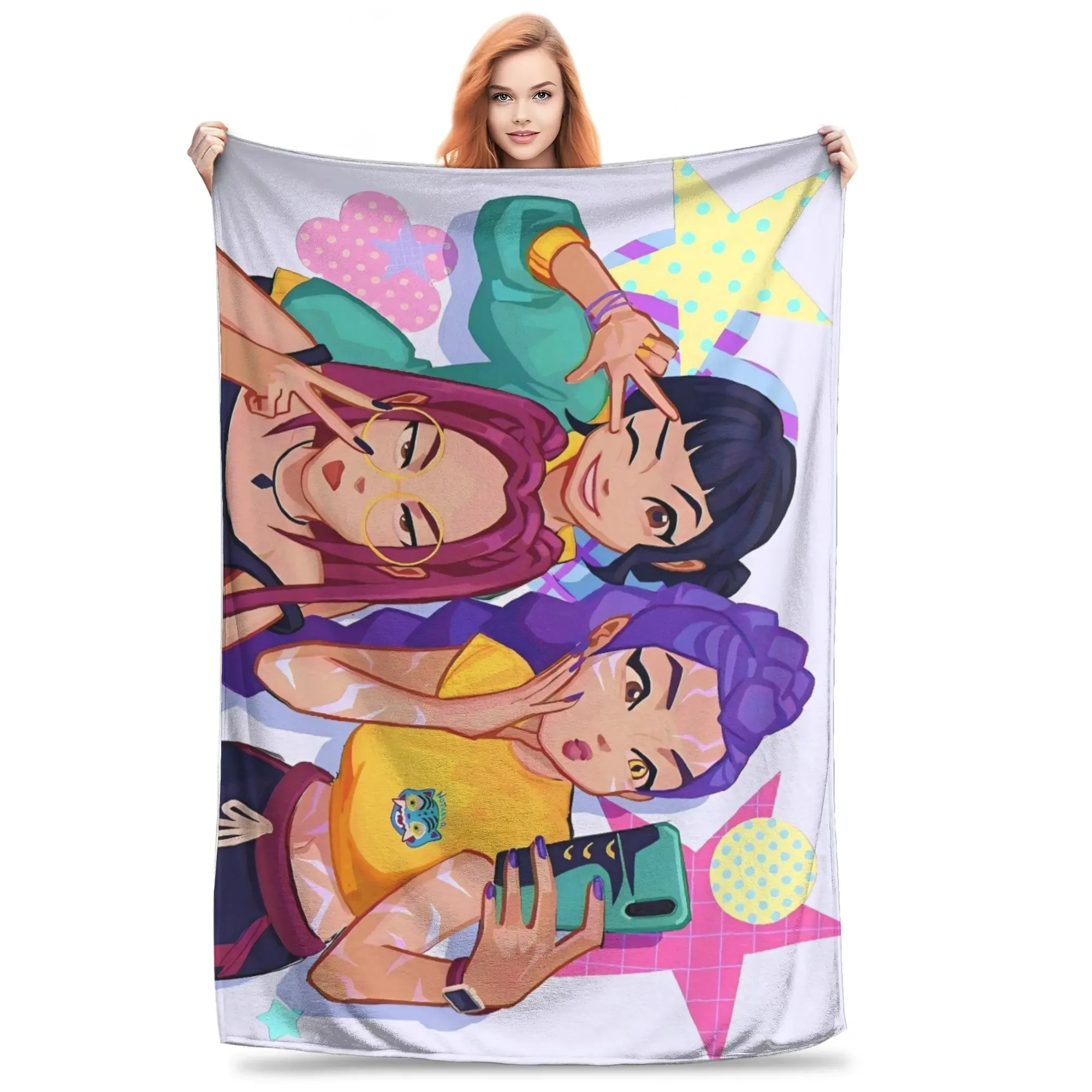 

Huntrix Flannel Blanket Autumn Soft Durable Throw Blanket for Boy Girl Living Room Fluffy Bedspread Sofa Bed Cover