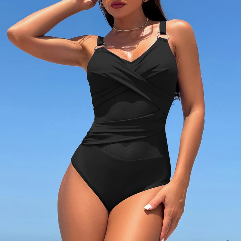 One-piece Swimsuit Sexy Women Mesh Stitching Quick Drying Swimsuits Soild Swimming Sports Wear Beachwear