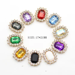 10pcs/batch 21mm*17mm Rectangular Hollow Alloy Sewing Rhinestone Buttons DIY Handmade Beautiful Garment Decorative Accessories