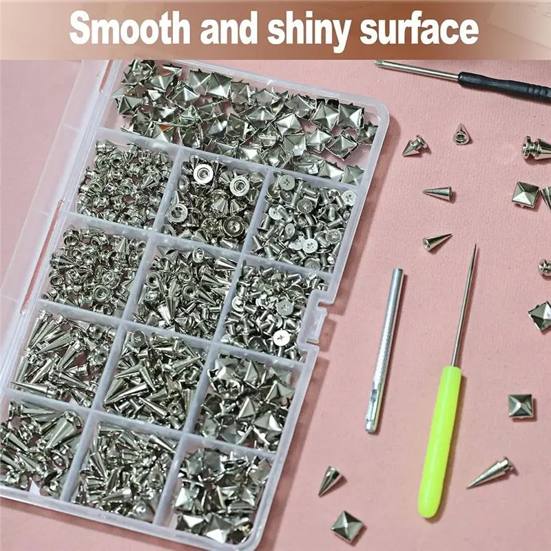 EYFL-593 Pcs Punk Studs And Spikes Kit For Clothing, Leather, And DIY Craft Projects