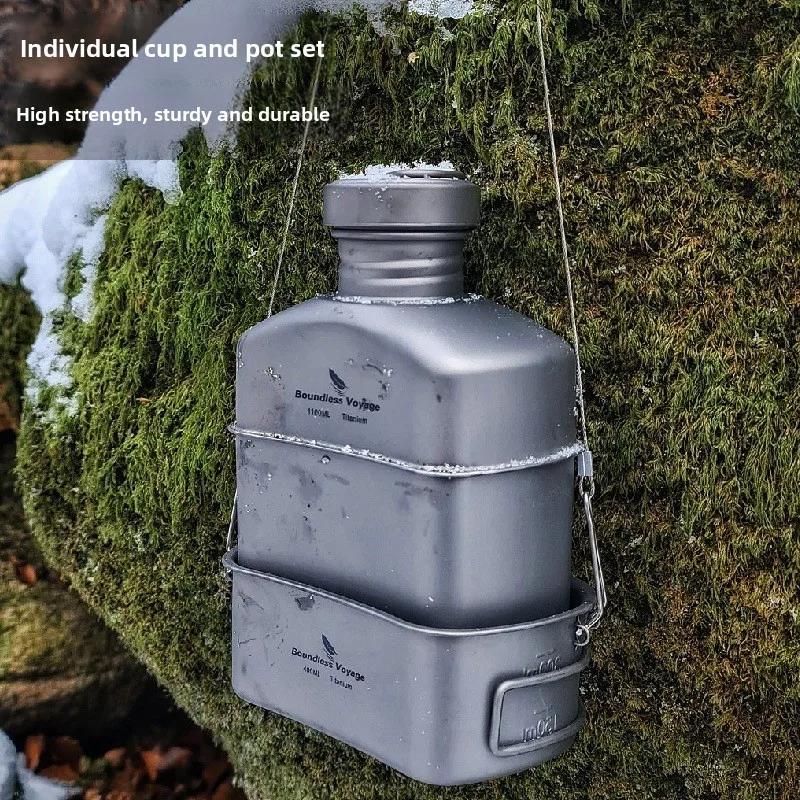 pure titanium titanium individual kettle set 1 liter folding lunch box set pot cooker kettle hanging pot pure titanium material