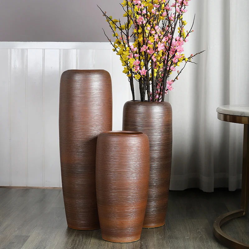 Large Size Ceramic Floor Vase Floral Decorative Simple Style Home Decoration  Flower Water Cultivation Living Room Hotel...