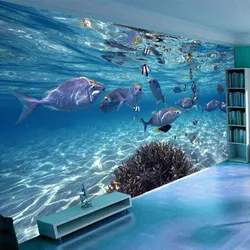 Custom Photo Wallpaper 3D Stereoscopic Underwater World Fish Living Children's Room TV Background 3D Mural Wallpaper