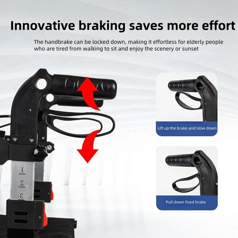 

Ручная тележка для пожилых людей, складная легкая легкая портативная помощь для вождения, реабилитационная помощь для ходьбы, четырехколесная ручная тележка