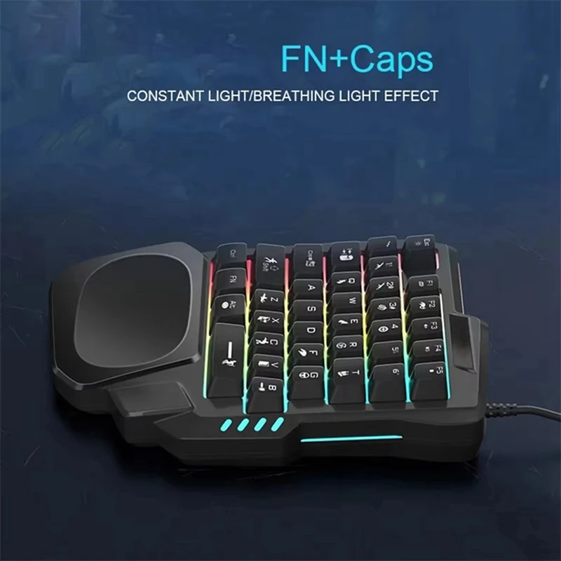 ABZY-Gaming Keyboard Single Hand Usb Wired 35Key Ergonomics RGB Backlight Mini Keyboard For Laptop Desktop PC Smartphone