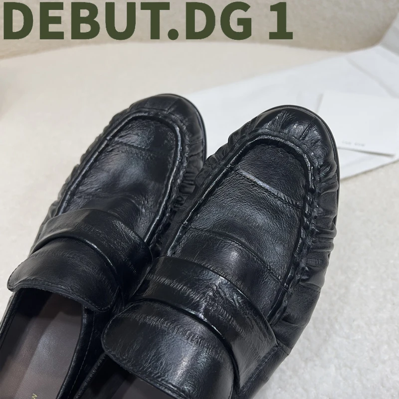 Women's Loafers for Commuting Classic Leather Shoes with Concealed Elastic Comfortable Flat Heel Office Shoes
