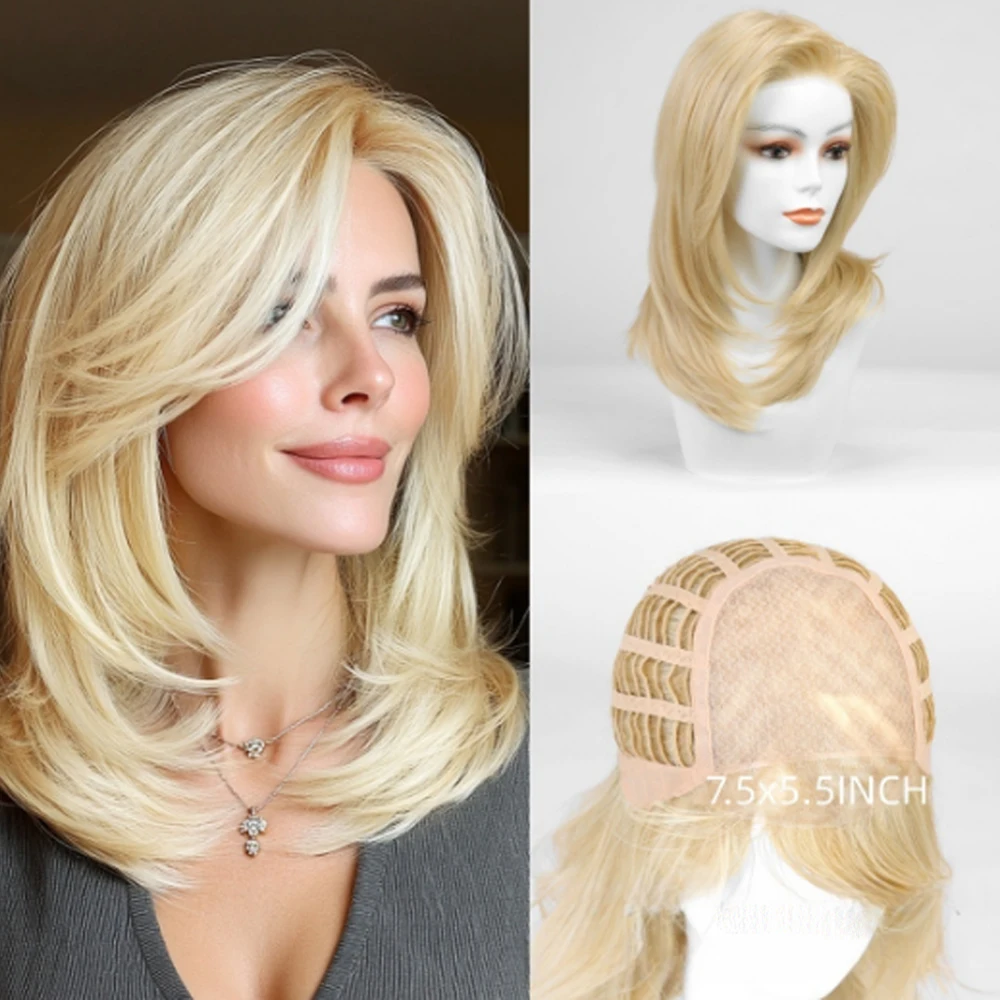 14INCHES Length Women's silver-gray wavy short synthetic wig, perfect for daily wear Layered Wigs for White Women Daily