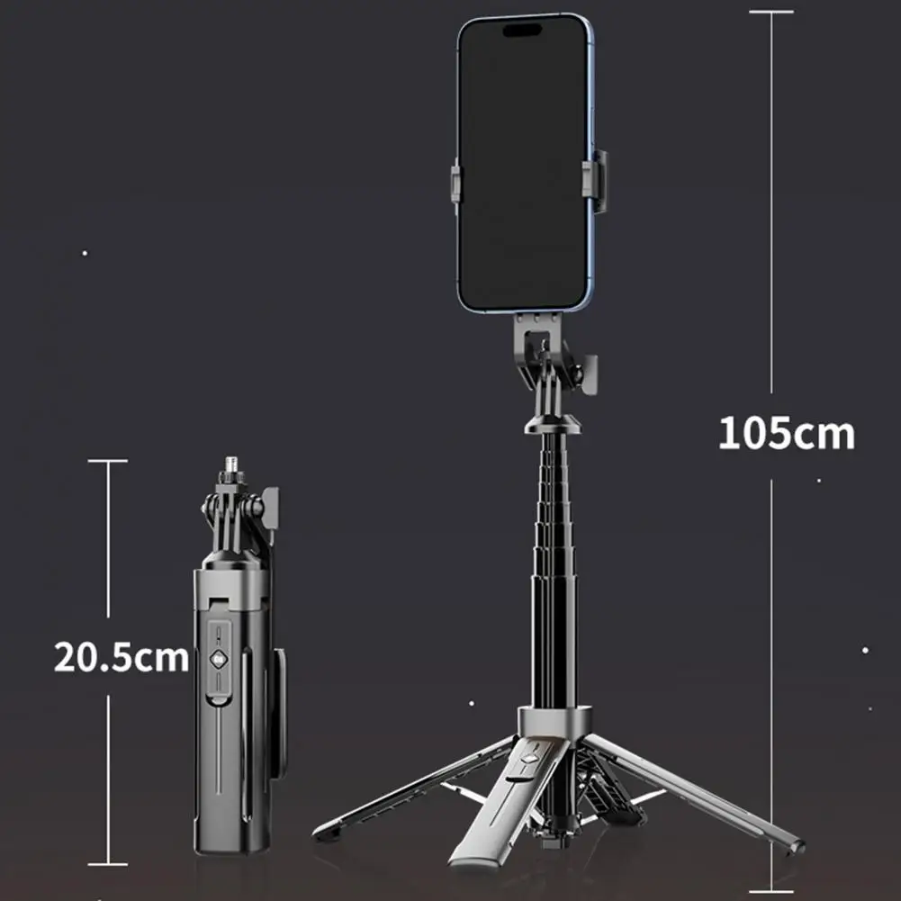 Trípode para telefone 2025, bastão de selfie com luz de preenchimento, comprimento ajustável, rotação de 360 graus, tripé universal para celular com sem fio R