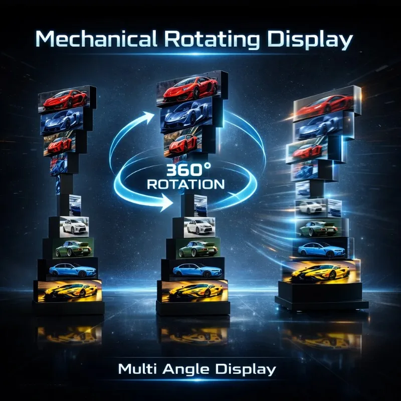 360° Rotating LED Poster Screen Digital Signage Advertising LED Display Indoor Outdoor Rotatable Floor Standing Direct Factory