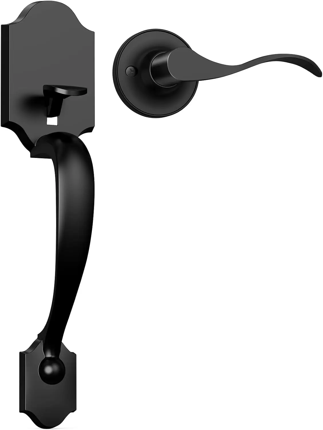

Комплект матовых черных ручек для входной двери с двусторонним дизайном, совместимый с кодовыми и механическими замками.