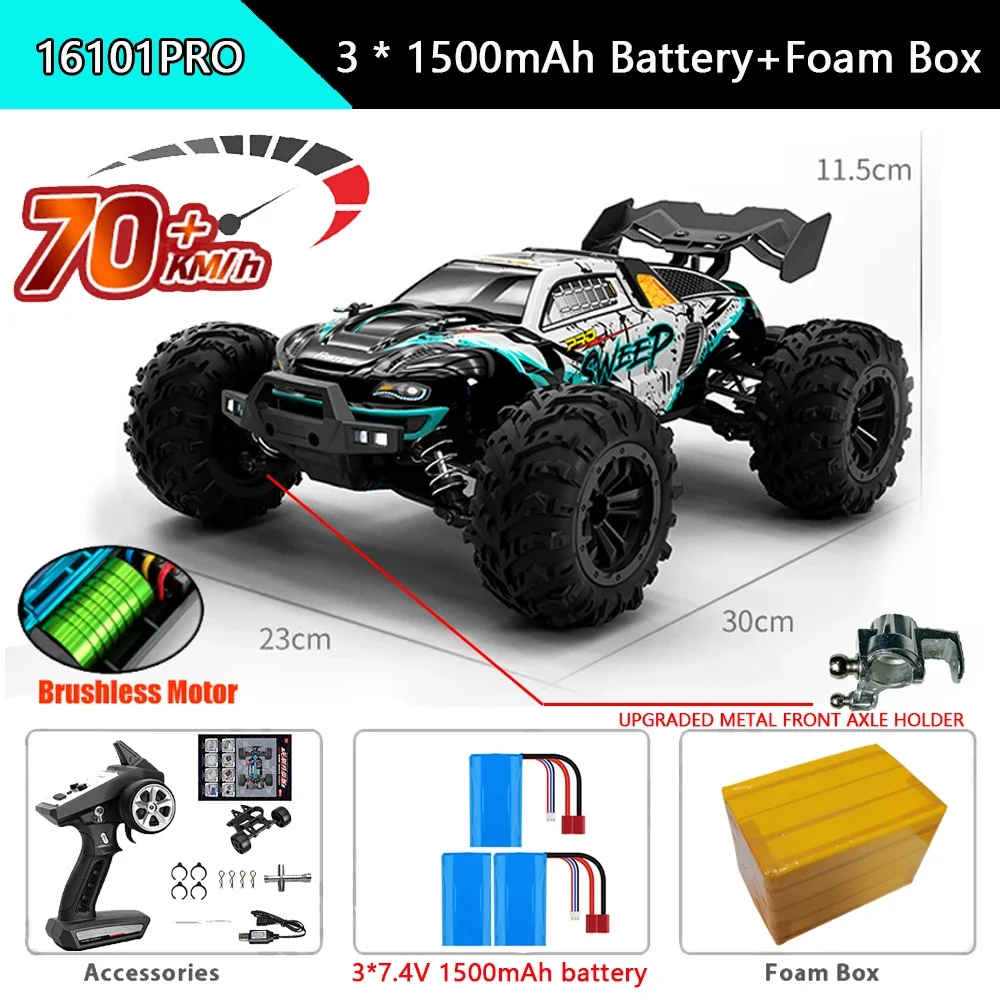 SCY 16101PRO 16102PRO 1:16 70KM/H 4WD RC Car z reflektorem LED zdalnie sterowanym samochodowym High Speed Drift Monster Truck dla dzieci Zabawki