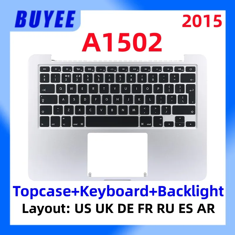 

Original Palmrest For Macbook Retina Pro 13.3" A1502 2015 Topcase Keyboard Backlight US UK Spanish France Russian German Arabic