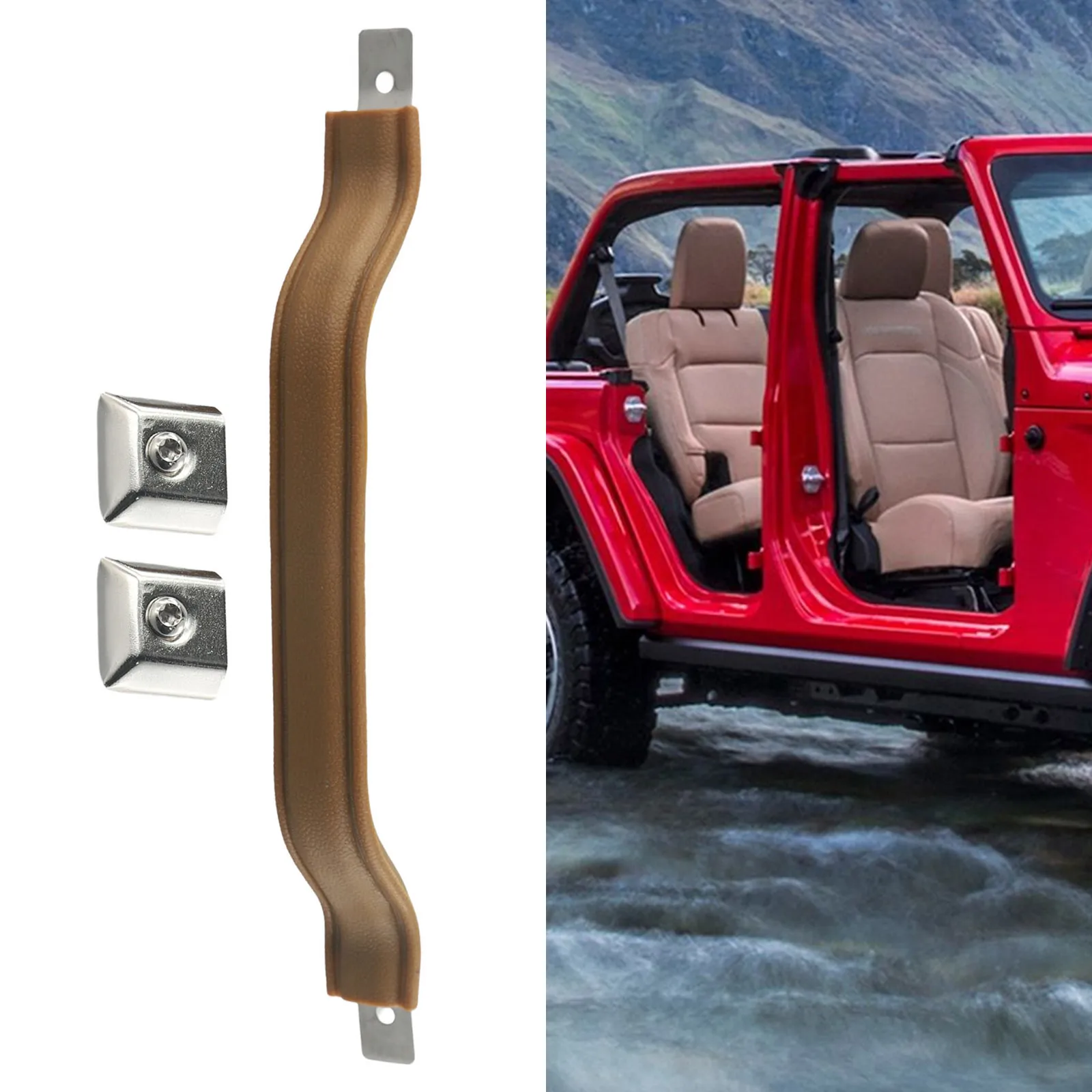 1pc Interior Door Handle Pull Strap Tan Plastic Interior Accessories For Jeep CJ5 CJ7 CJ8 For Wrangler YJ 1976-1986 #55009801KS