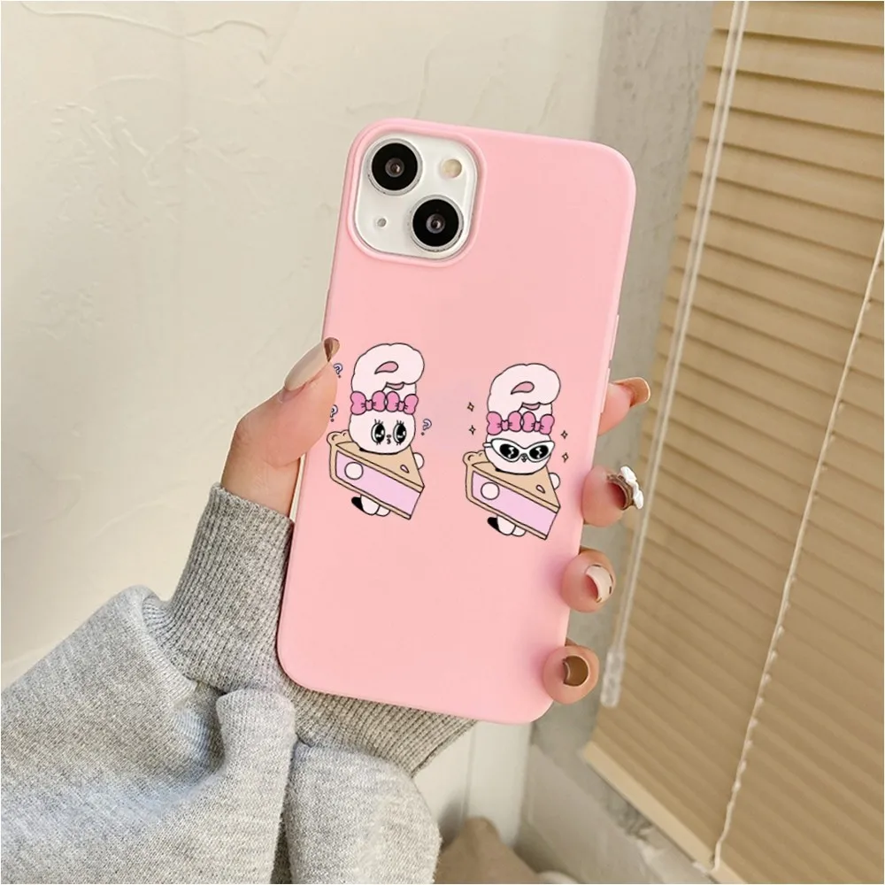 Etui na telefon Cute Pink Rabbit esther bunny do Iphone 11 13 14 Pro Max X Xr Xs Max Se2020 12 mini Pink Cover Case