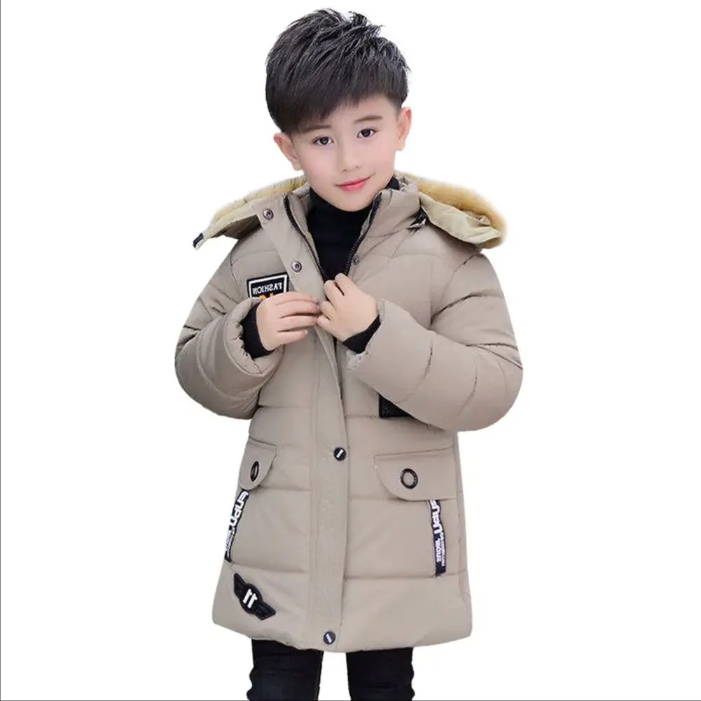 

Kids Winter Coats Thicken Puffer Jacket Fleece Lined Warm Parka Windproof Windbreaker Teen Boy's Fur Hooded Overcoat