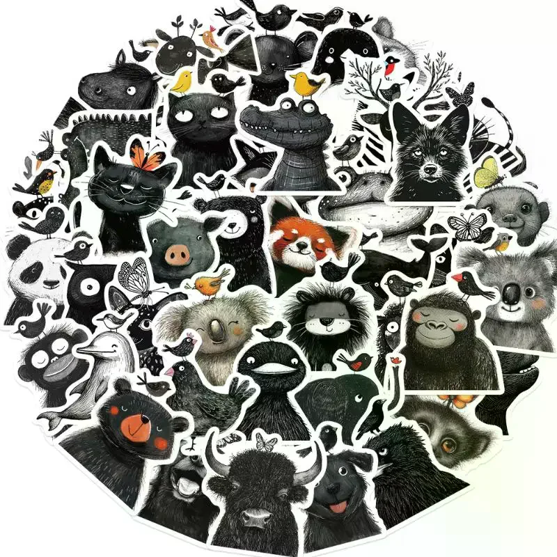 50 teile/satz Tiere Aufkleber Einfache Cartoon Aufkleber Für Laptop Koffer Skateboard Gitarre Cartoon Aufkleber Kind Geschenk Spielzeug