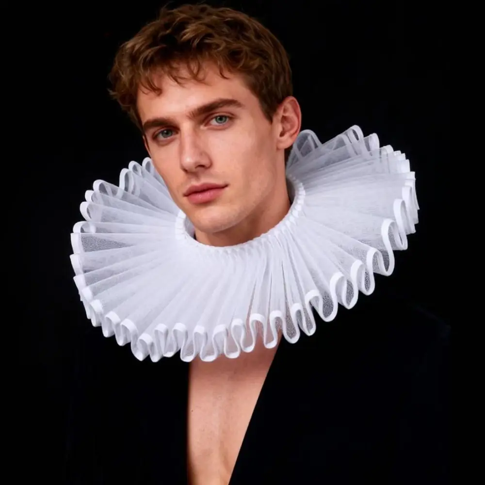 

Classical Handmade Neck Ruff Collar Vintage Detachable Lace Splicing Collar Theatrical Literary Ruffian Collar Opera Performance