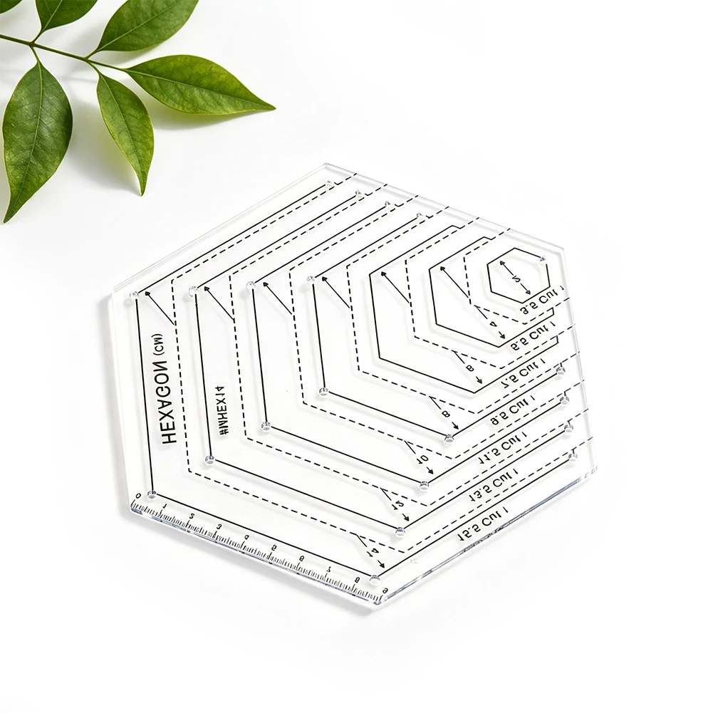 Clear Acrylic Hexagon Patchwork Ruler Template Multi Size Quilting Cutting Guides Stencil for DIY Fabric Sewing Craft Tools