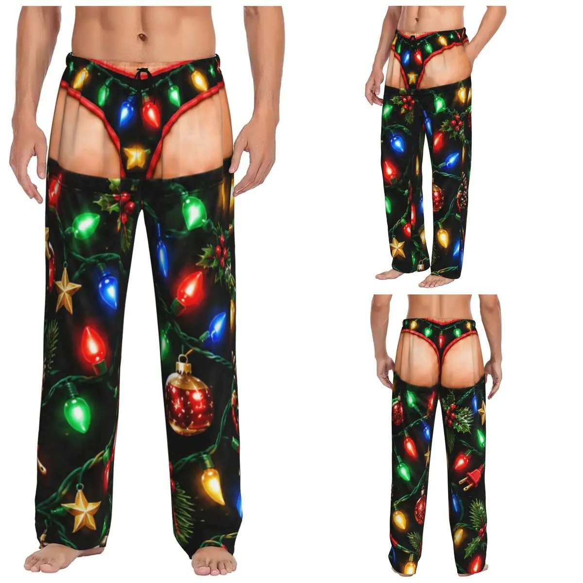 Men Merry Christmas Santa Claus Snowman Lounge Pants Comfy Pajama Yoga Bottoms With Pockets