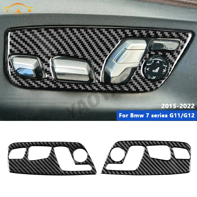 

2pcs Driver Seat Adjustment Button Decoration Trim Sticker Carbon Fiber Car Decal for 7 Series G11 G12 2015 -2019 2020 2021 2022
