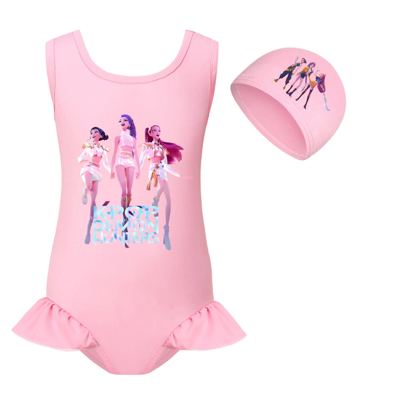حار KPop شيطان الصيادين Huntrix ملابس الاطفال ملابس الفتيات الصيف قطعة واحدة ملابس السباحة الأطفال أكمام السباحة بيكيني مجموعات