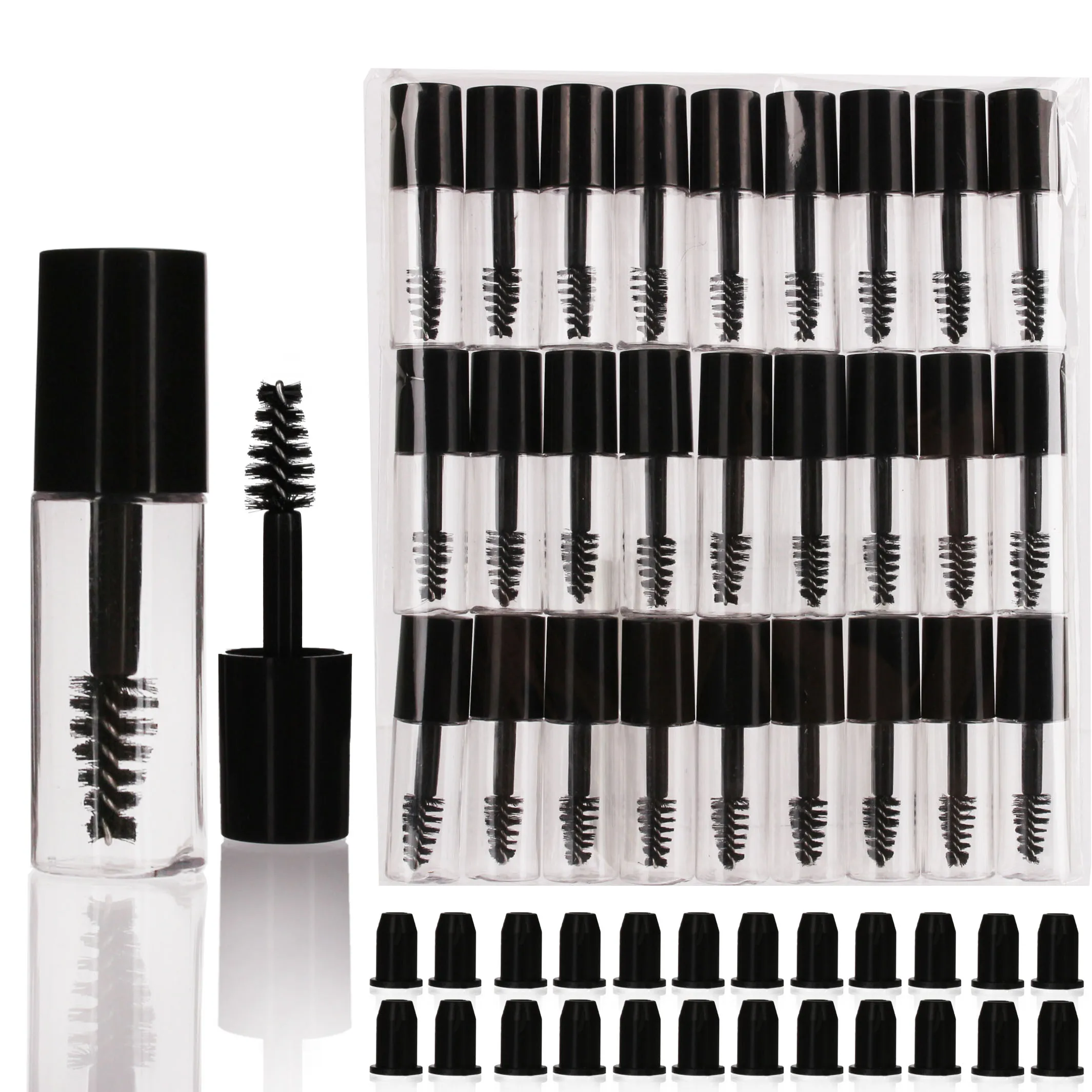 34PCS 3ML Sample Empty Mascara Tube with Eyelash Wand Eyelash Cream Container Bottle Refillable Makeup Container DIY Bottling