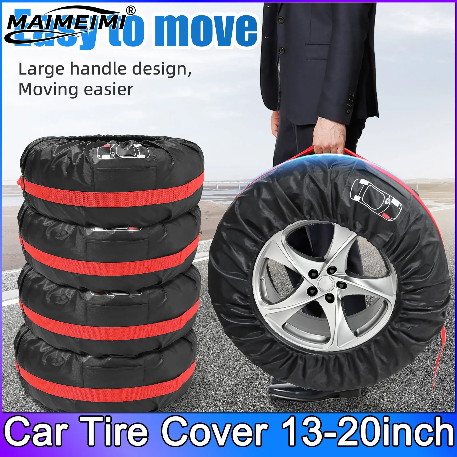 

4Pcs Spare Tire Cover Case Polyester Car Tyre Storage Bags Automobile Tyre Accessories Auto Vehicle Wheel Protector Universal